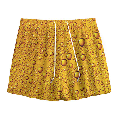 Water Drops On Beer Print Mesh Shorts