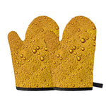 Water Drops On Beer Print Oven Mitts
