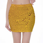 Water Drops On Beer Print Pencil Mini Skirt