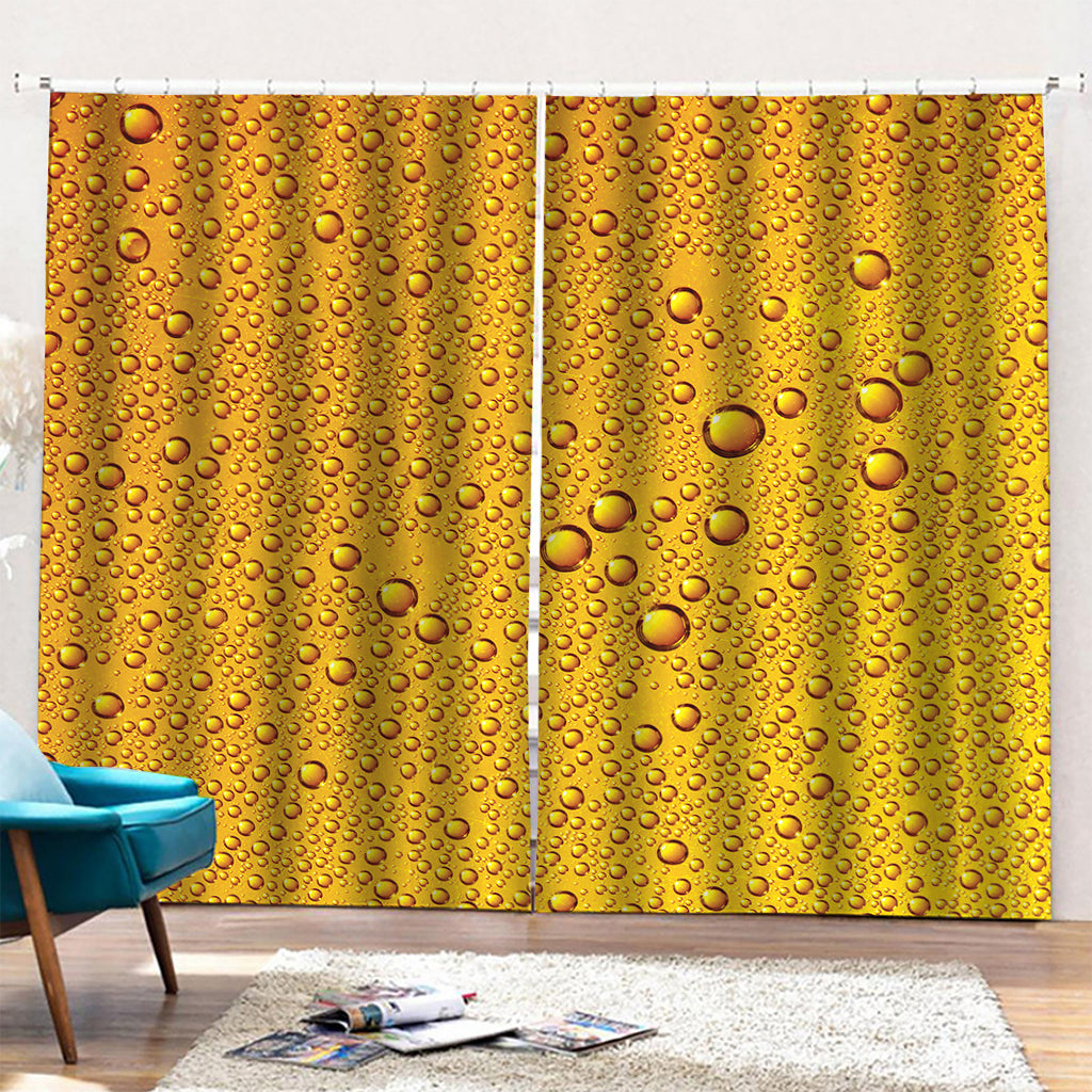 Water Drops On Beer Print Pencil Pleat Curtains