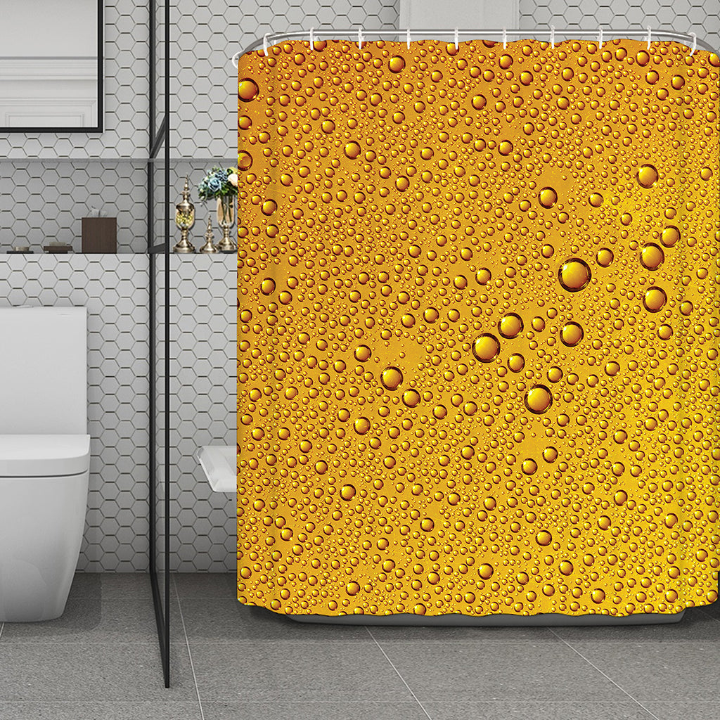Water Drops On Beer Print Polyester Shower Curtain