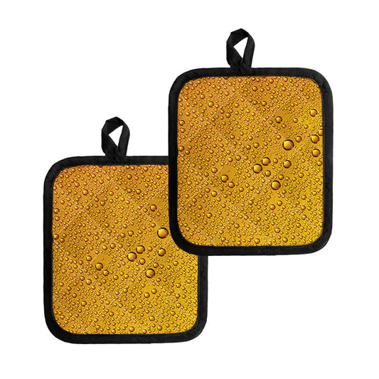 Water Drops On Beer Print Pot Holders