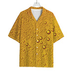 Water Drops On Beer Print Rayon Hawaiian Shirt