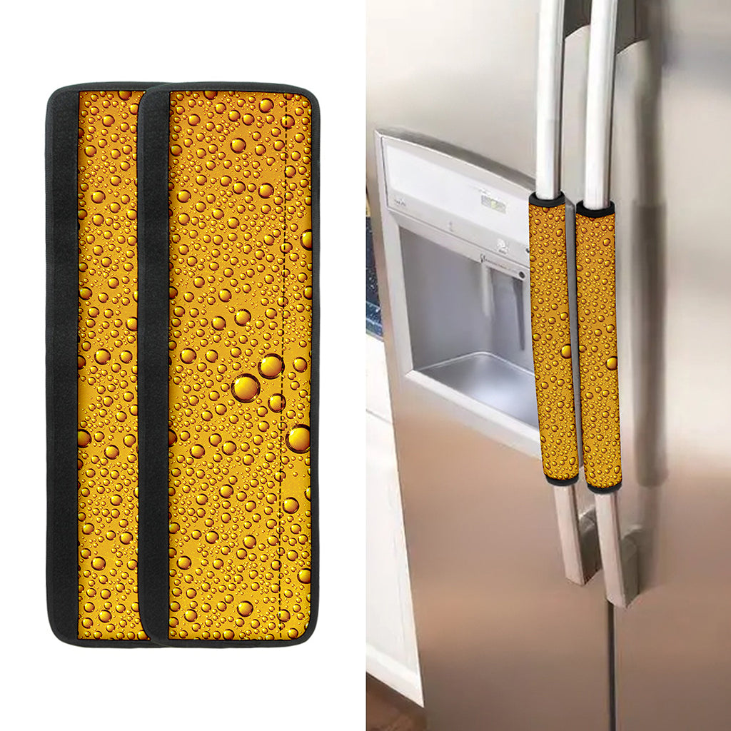 Water Drops On Beer Print Refrigerator Handle Covers