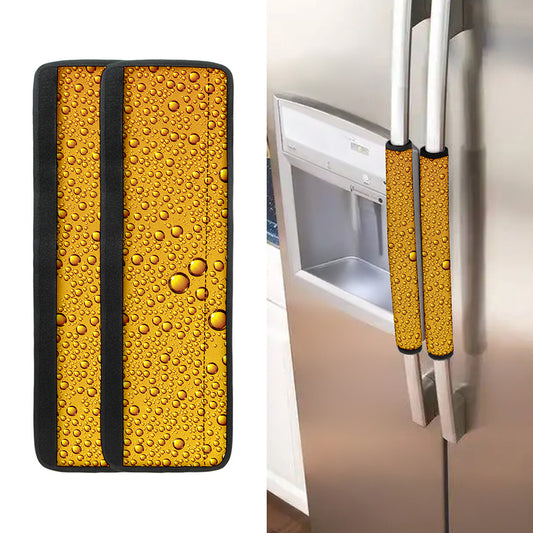 Water Drops On Beer Print Refrigerator Handle Covers