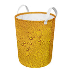 Water Drops On Beer Print Round Laundry Basket