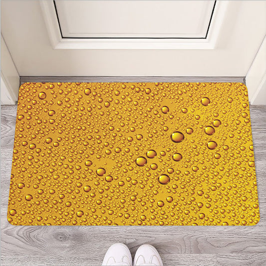 Water Drops On Beer Print Rubber Doormat