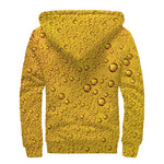Water Drops On Beer Print Sherpa Lined Zip Up Hoodie