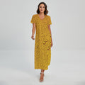 Water Drops On Beer Print Short Sleeve Maxi Dress