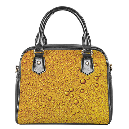 Water Drops On Beer Print Shoulder Handbag