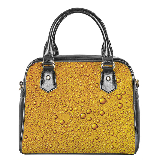 Water Drops On Beer Print Shoulder Handbag