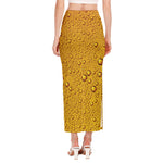 Water Drops On Beer Print Side Slit Maxi Skirt