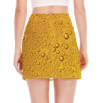Water Drops On Beer Print Side Slit Mini Skirt