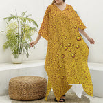 Water Drops On Beer Print Silk V-Neck Kaftan Dress