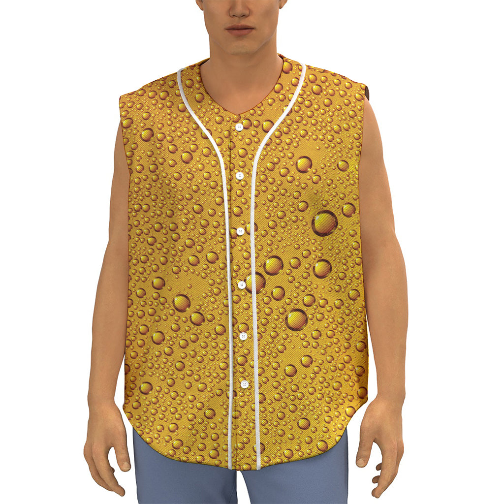Water Drops On Beer Print Sleeveless Baseball Jersey