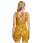 Water Drops On Beer Print Sleeveless One Piece Swimsuit