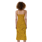 Water Drops On Beer Print Slim Fit Midi Cami Dress