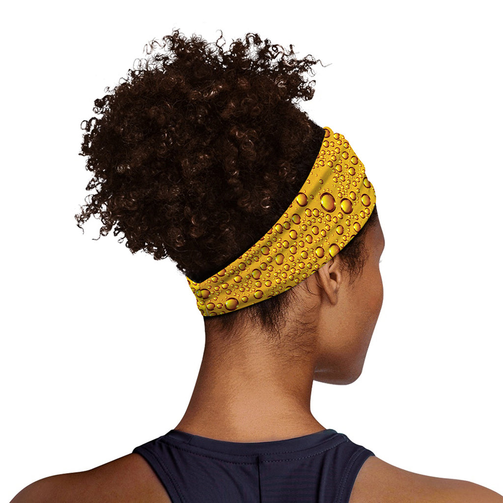 Water Drops On Beer Print Sports Headband