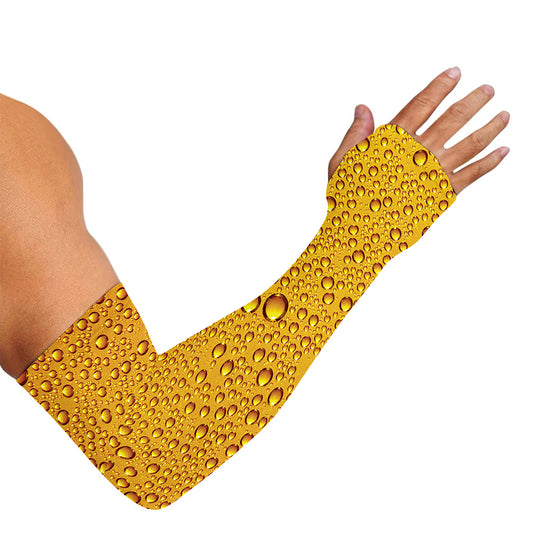Water Drops On Beer Print Sun Protection Arm Sleeves
