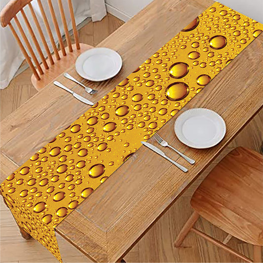 Water Drops On Beer Print Table Runner