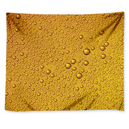 Water Drops On Beer Print Tapestry