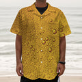 Water Drops On Beer Print Textured Short Sleeve Shirt