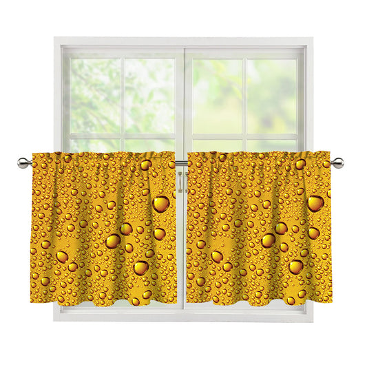 Water Drops On Beer Print Tier Curtains