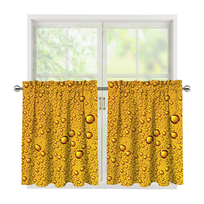 Water Drops On Beer Print Tier Curtains