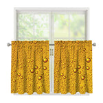 Water Drops On Beer Print Tier Curtains