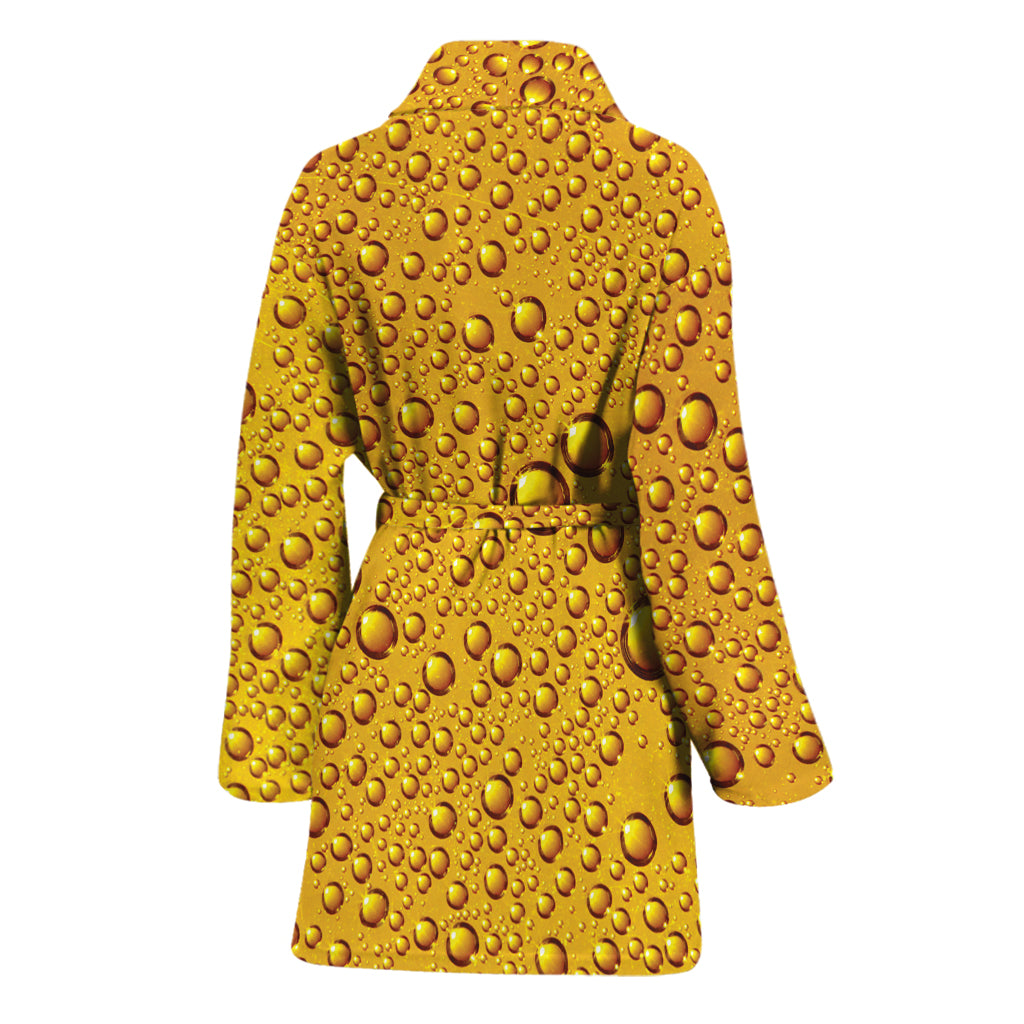 Water Drops On Beer Print Women's Bathrobe