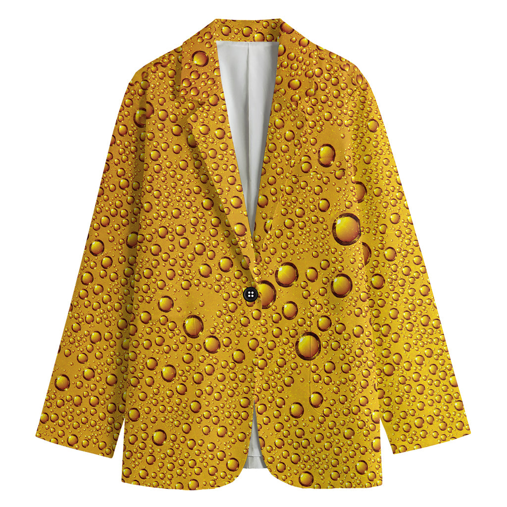 Water Drops On Beer Print Women's Blazer