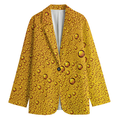 Water Drops On Beer Print Women's Blazer