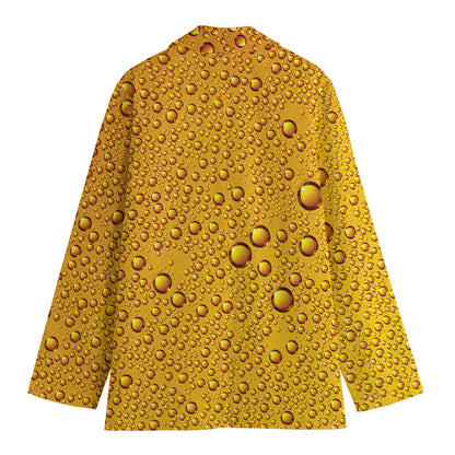 Water Drops On Beer Print Women's Blazer