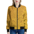 Water Drops On Beer Print Women's Bomber Jacket