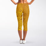 Water Drops On Beer Print Women's Capri Leggings