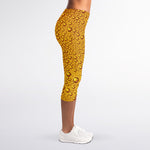 Water Drops On Beer Print Women's Capri Leggings