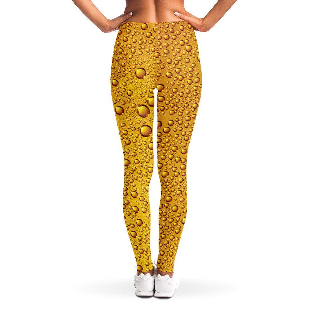Water Drops On Beer Print Women's Leggings