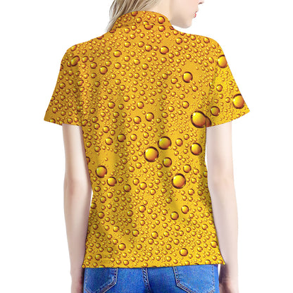 Water Drops On Beer Print Women's Polo Shirt