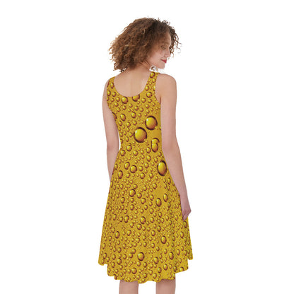 Water Drops On Beer Print Women's Sleeveless Dress