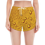 Water Drops On Beer Print Women's Split Running Shorts
