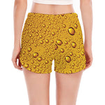 Water Drops On Beer Print Women's Split Running Shorts