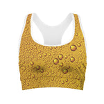 Water Drops On Beer Print Women's Sports Bra