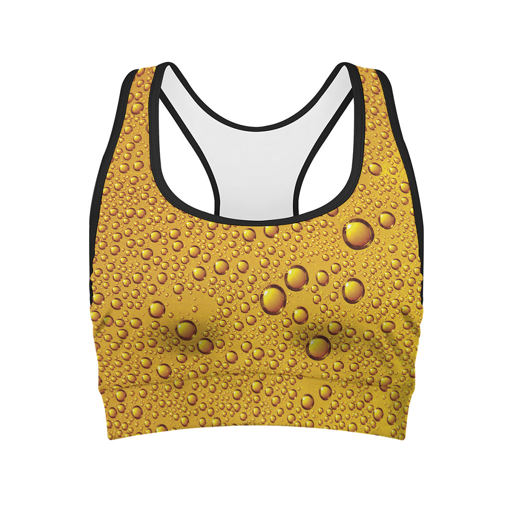 Water Drops On Beer Print Women's Sports Bra