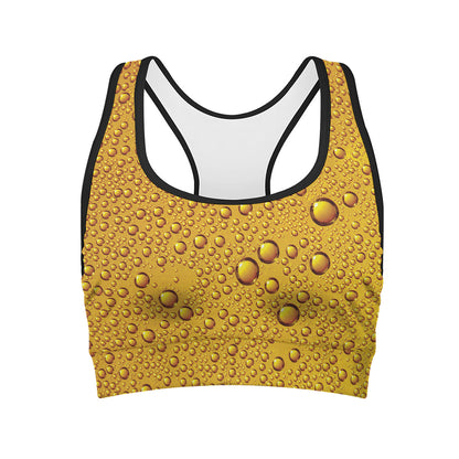 Water Drops On Beer Print Women's Sports Bra