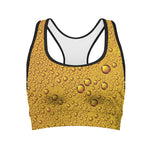 Water Drops On Beer Print Women's Sports Bra