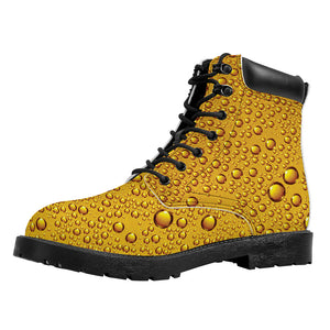 Water Drops On Beer Print Work Boots