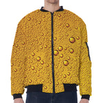 Water Drops On Beer Print Zip Sleeve Bomber Jacket