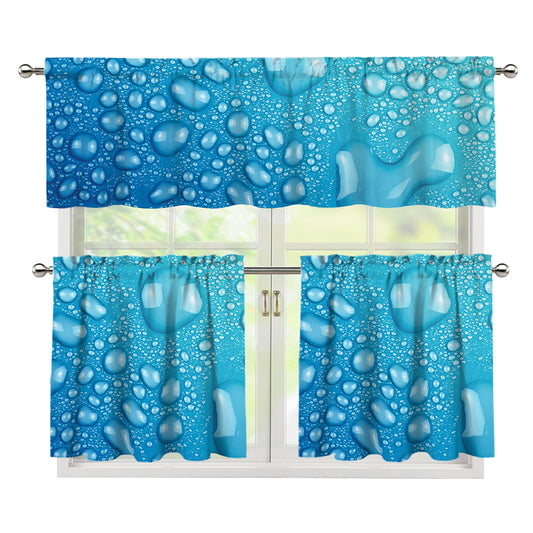 Water Drops Print 3 Piece Kitchen Curtains