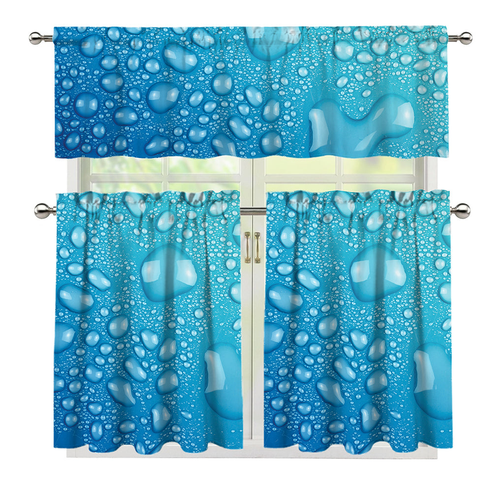 Water Drops Print 3 Piece Kitchen Curtains