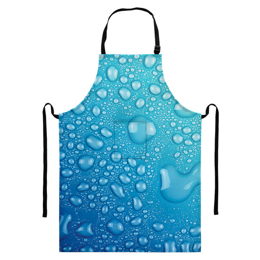 Water Drops Print Bib Apron With Pocket